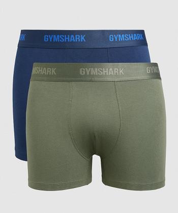 Boxer Gymshark Boxers 2pk Hombre Verde Oliva Azul Marino | CO 3909VRW